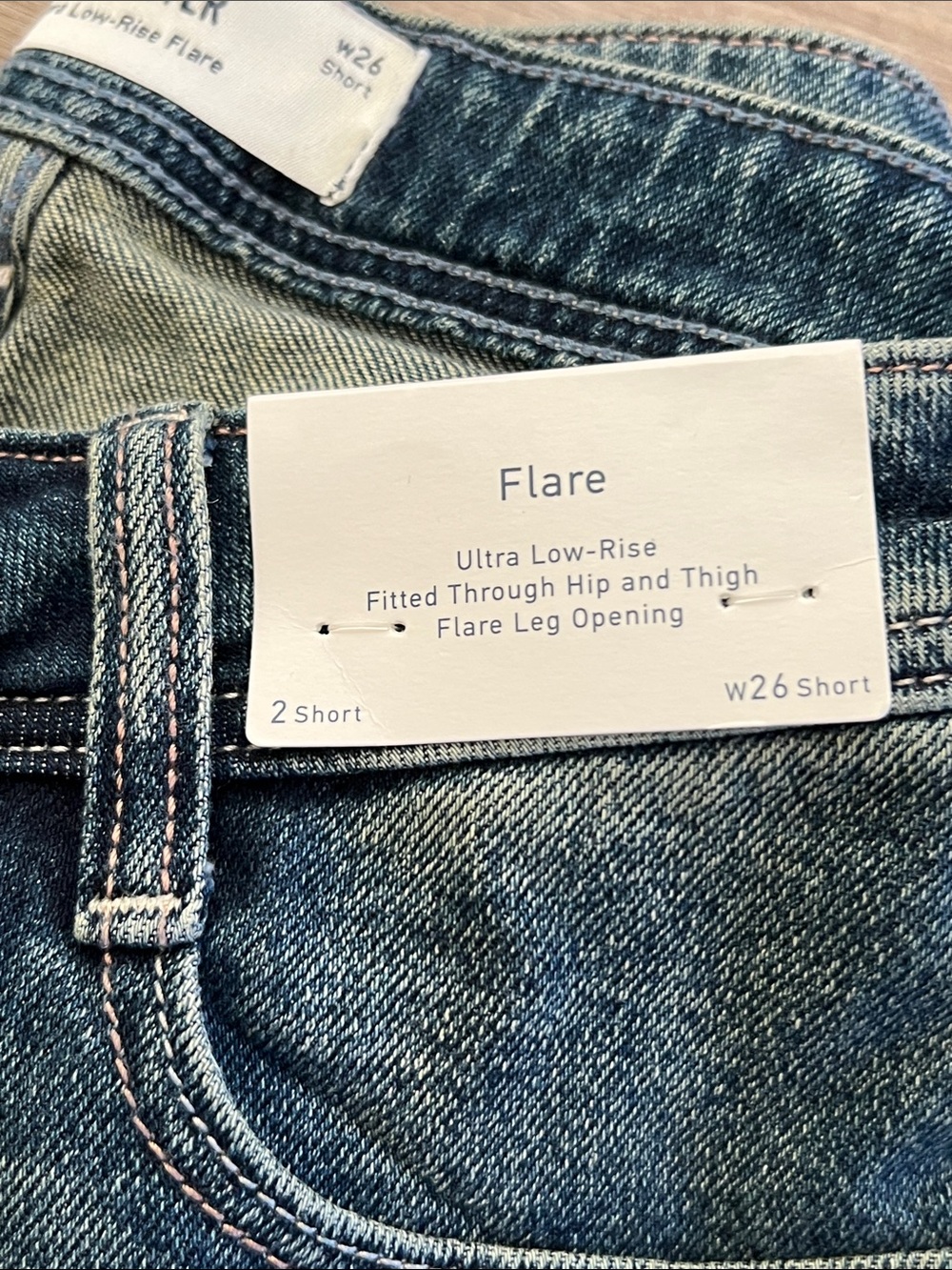 Hollister Ultra Low-Rise Flare Jeans - Classic Blue Denim, Sz 26 Short